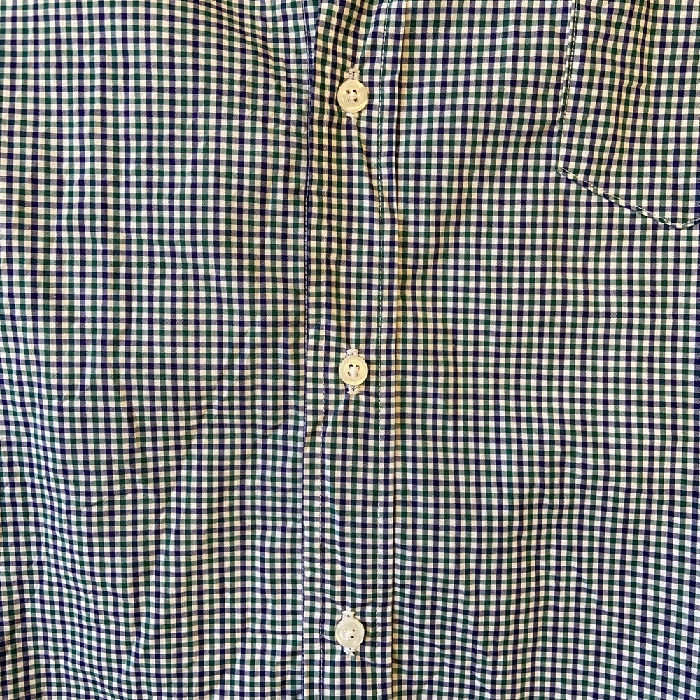 Frank & Eileen Barry Green and Blue Gingham Button Up Shirt Sz Medium - Picture 5 of 13